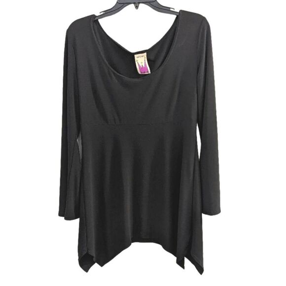 Antthony Black stretch asymmetrical bell sleeve tunic top shirt blouse S - Picture 1 of 5